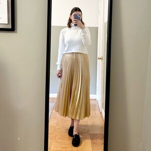 Midi Pleated Satin Skirt